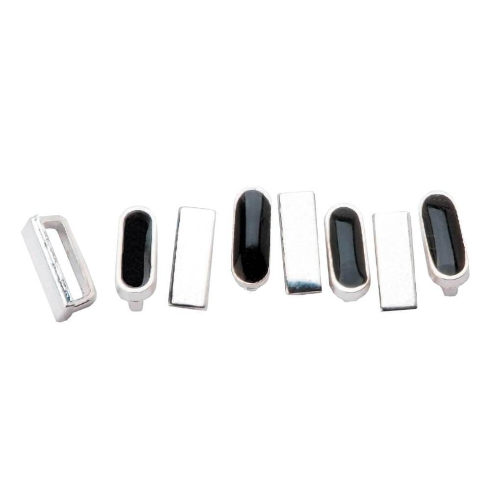 SILVER SPACER SLIDERS SILVER/ BLACK 8PC 