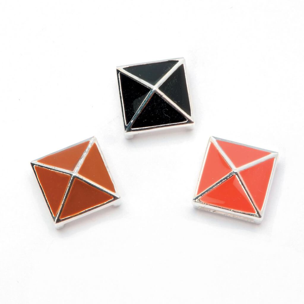 SILVER ENAMEL STUD SLIDERS BLACK/CORAL/BROWN 