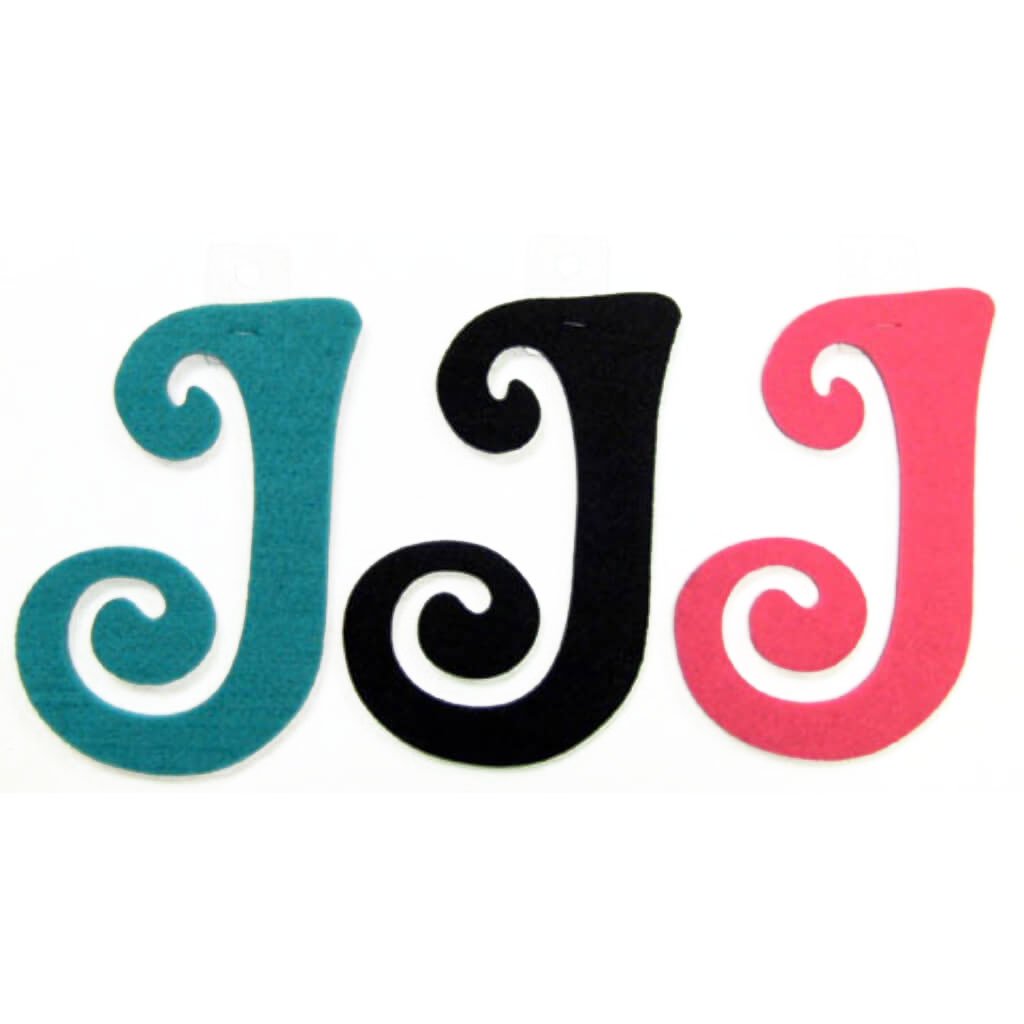 FELT SCRIPT LETTER J W/ADHESIV 6IN 