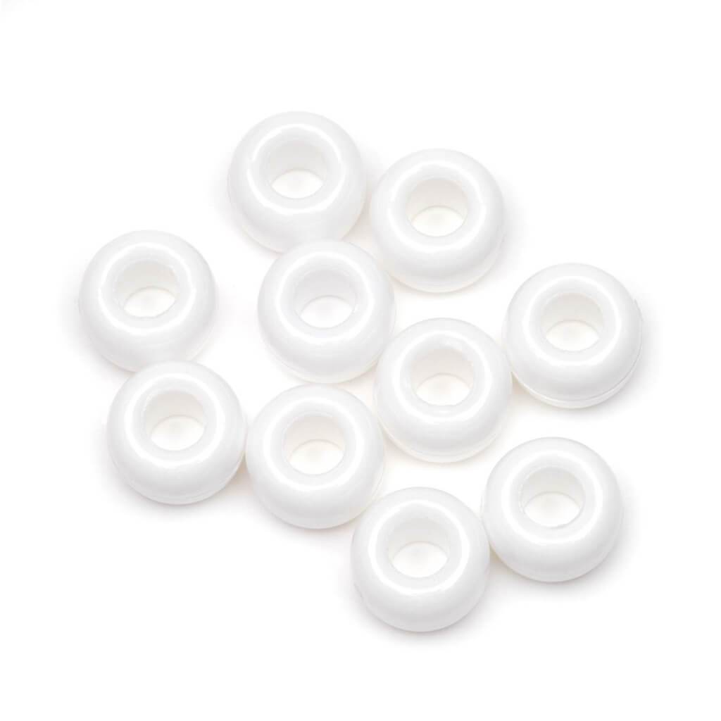 PONY BEADS PLASTIC OPAQUE WHITE 480PC 9MM 