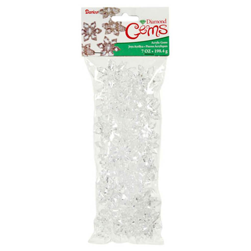 Diamond Gems Acrylic Snowflakes Clear 7 oz. 