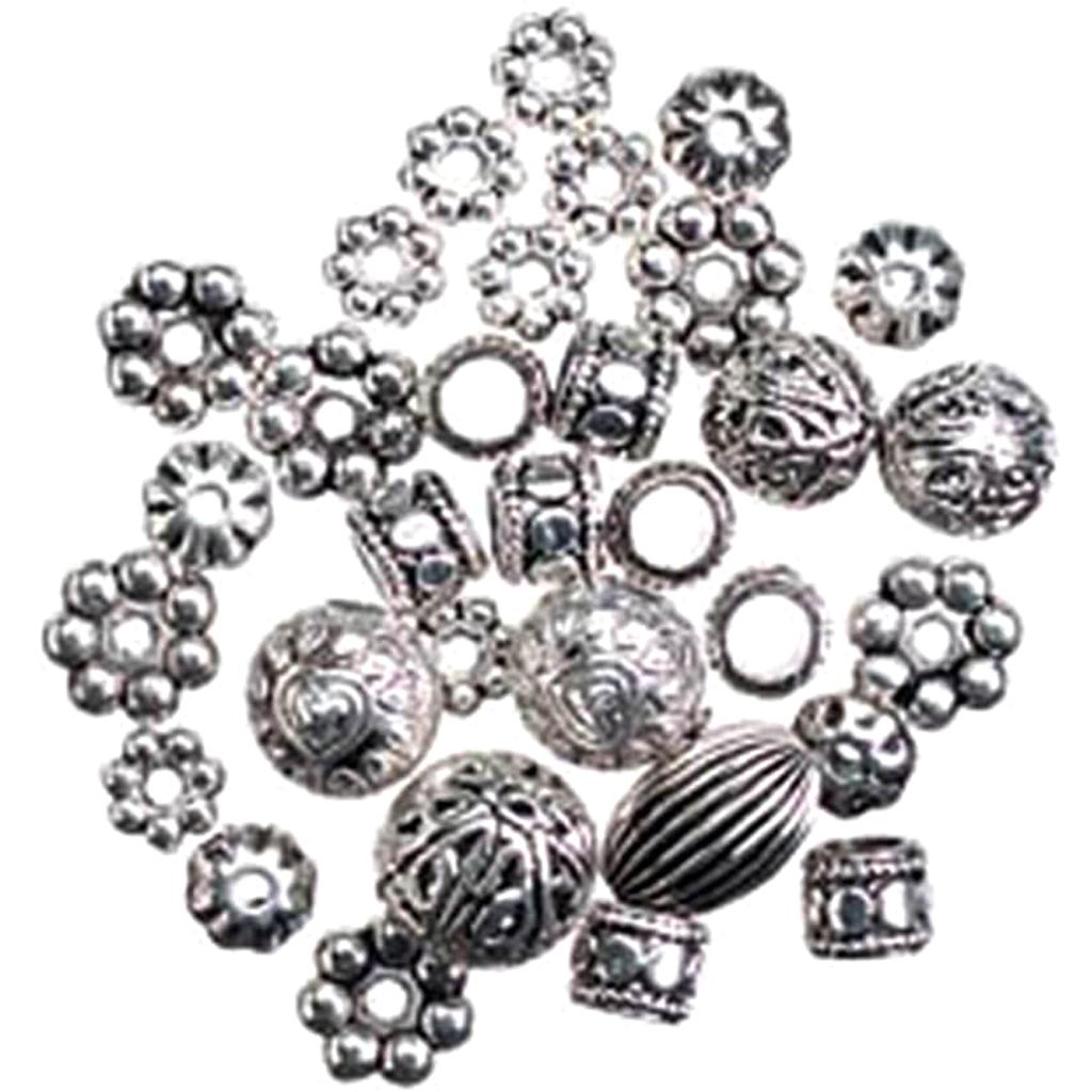 Metal Spacer Beads Assorted Styles Silver 