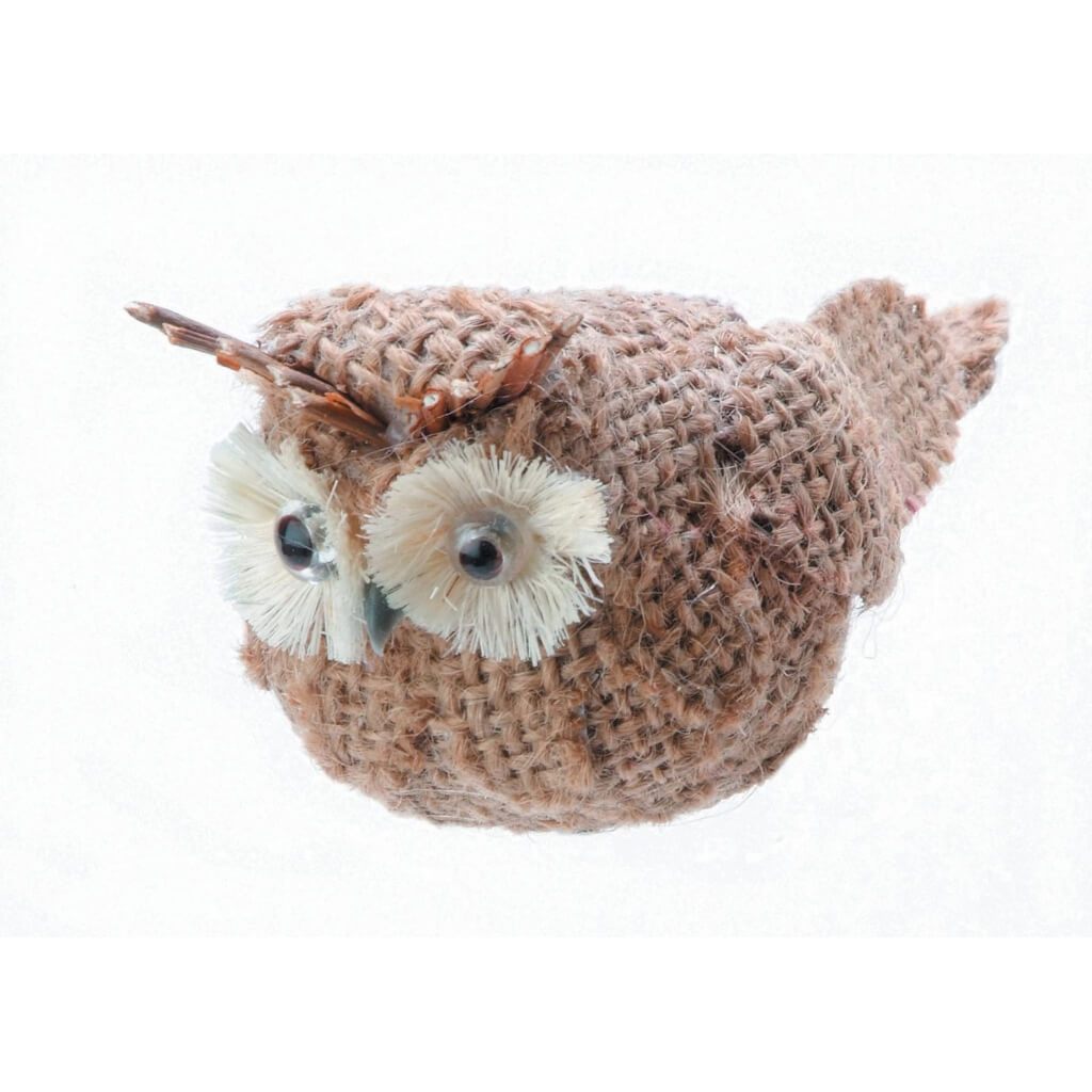 BURLAP OWL WITH SISAL EYES 