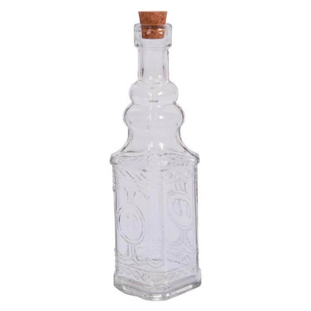 Clear Glass Bottle with Cork 6.5in