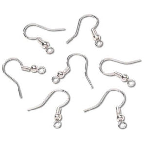 Fish Hook or French Hook Earring Wires Bright Silver Plated 1 inch 60 pieces 