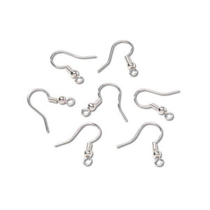 Fish Hook or French Hook Earring Wires Bright Silver Plated 1 inch 60 pieces