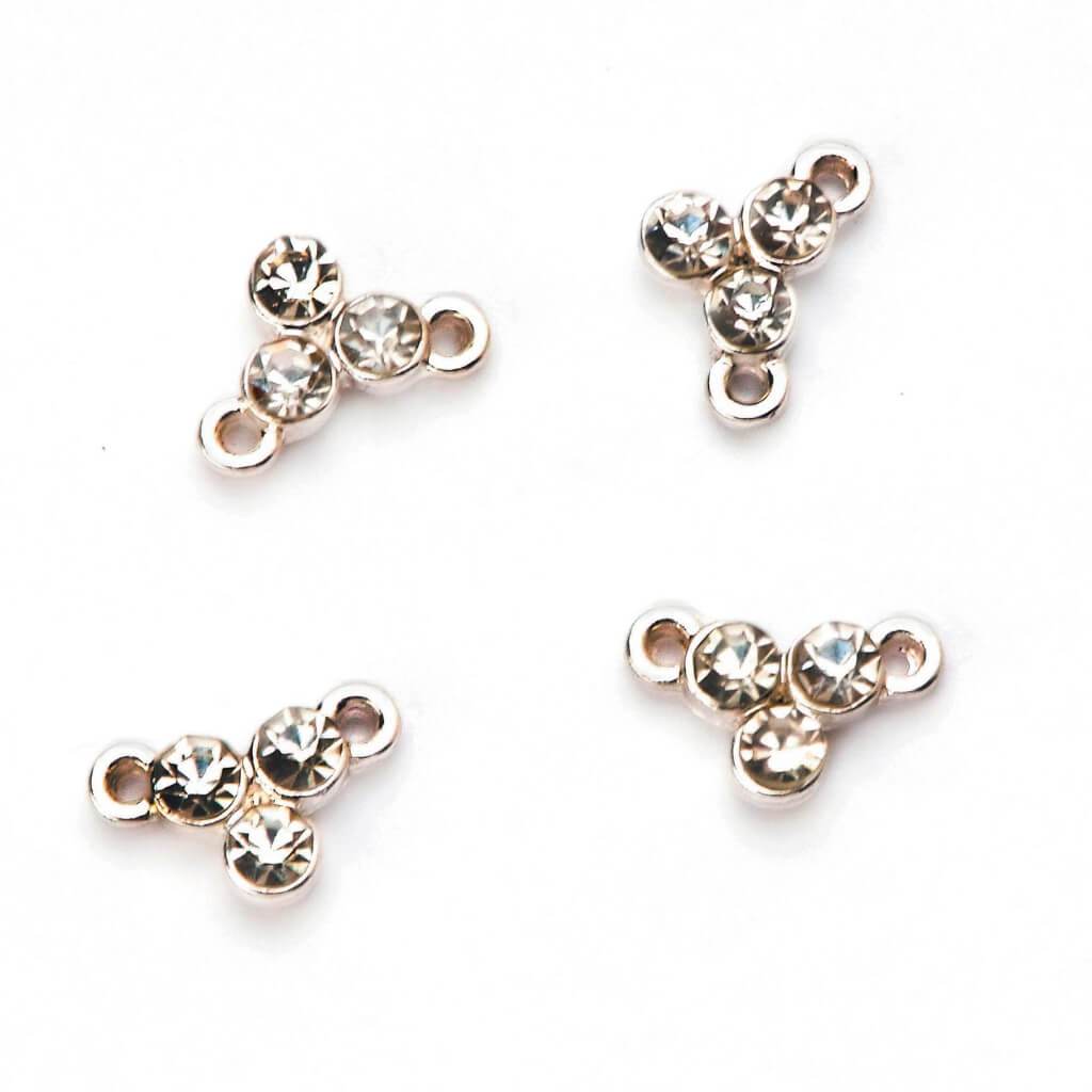 CONNECTORS SILVER RHINESTONES CLUSTER 8MM 