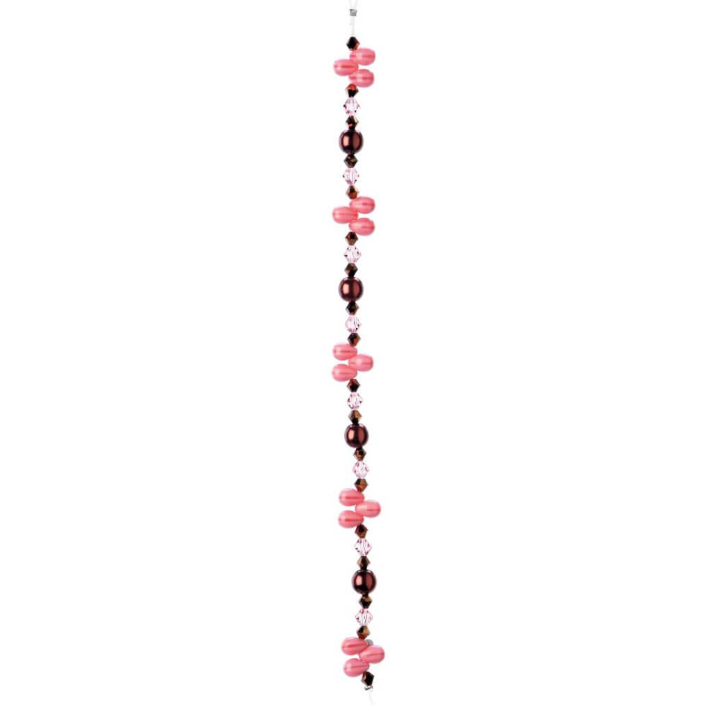 FIRE POLISHED BEAD STRAND PINK AND RUBY TEARDROP 