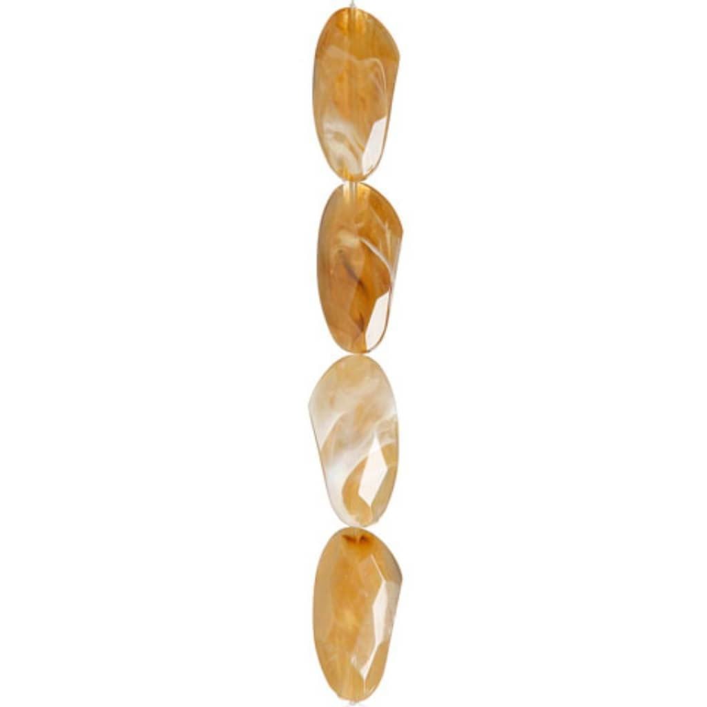 ACRYLIC BEAD STRAND BICONE FACETED BEIGE 7IN 