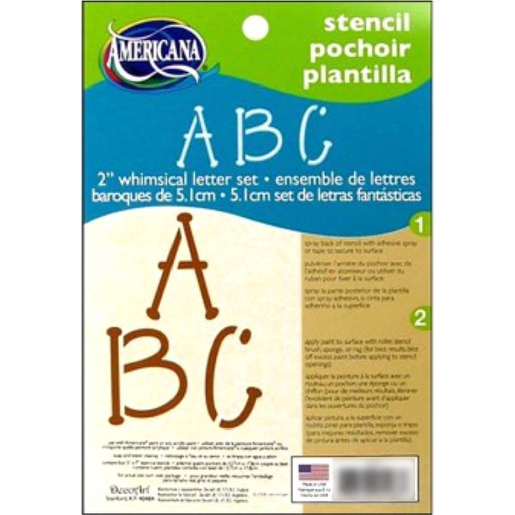 Americana Stencil Home Decor Series  Whimsical Letter 5X7 2in