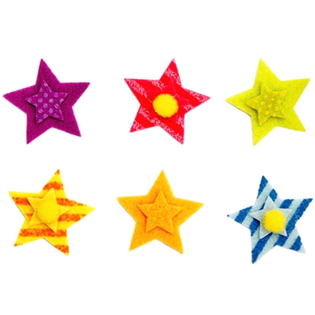 Felties Felt Stickers Layered Stars with Pom Poms 