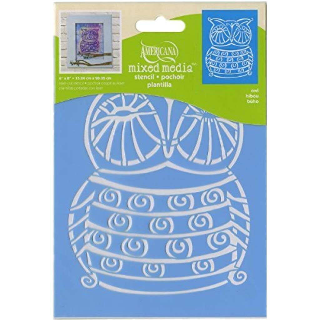 Americana Mixed Media Stencil Owl 6X8