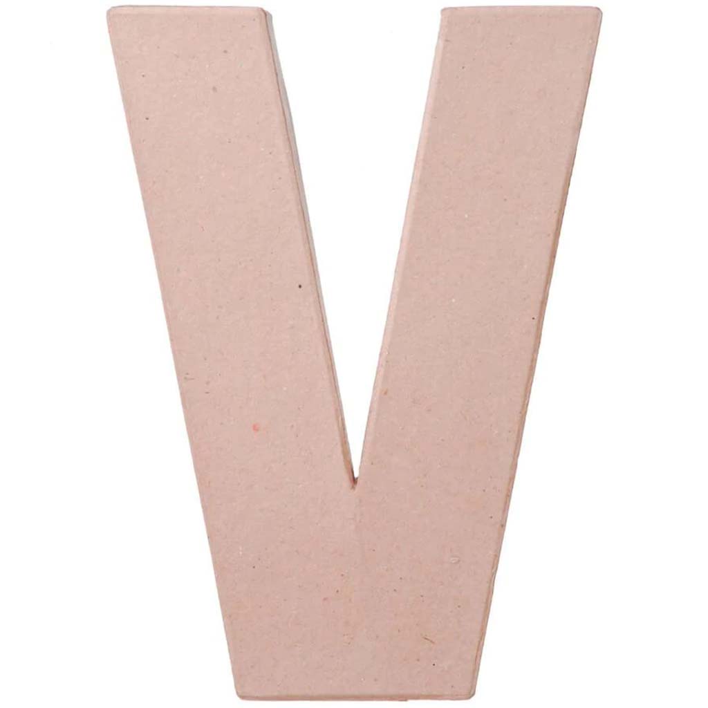 PAPER MACHE LETTER V 8 X 5 1/2 X 1 IN. 