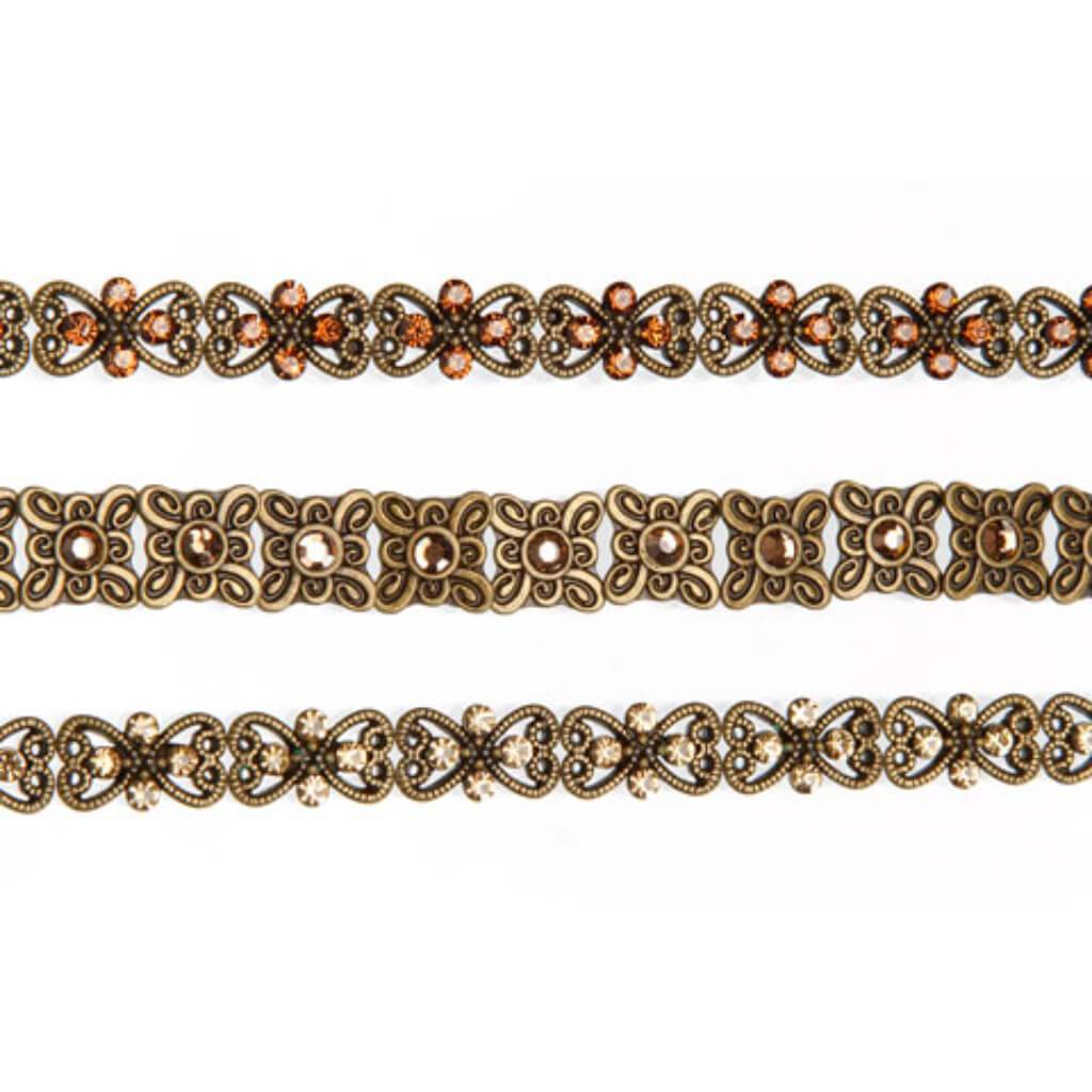 METAL SLIDER BEAD STRAND BRONZE FINISH TOPAZ 