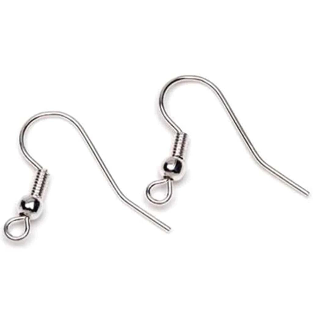 Fish Hook or French Hook Earring Wires Bright Silver Plated 1 inch 12 pieces 