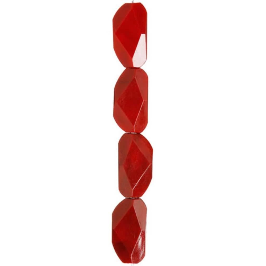 ACRYLIC BEAD STRAND BICONE RED FACETED NUGGETS 7IN