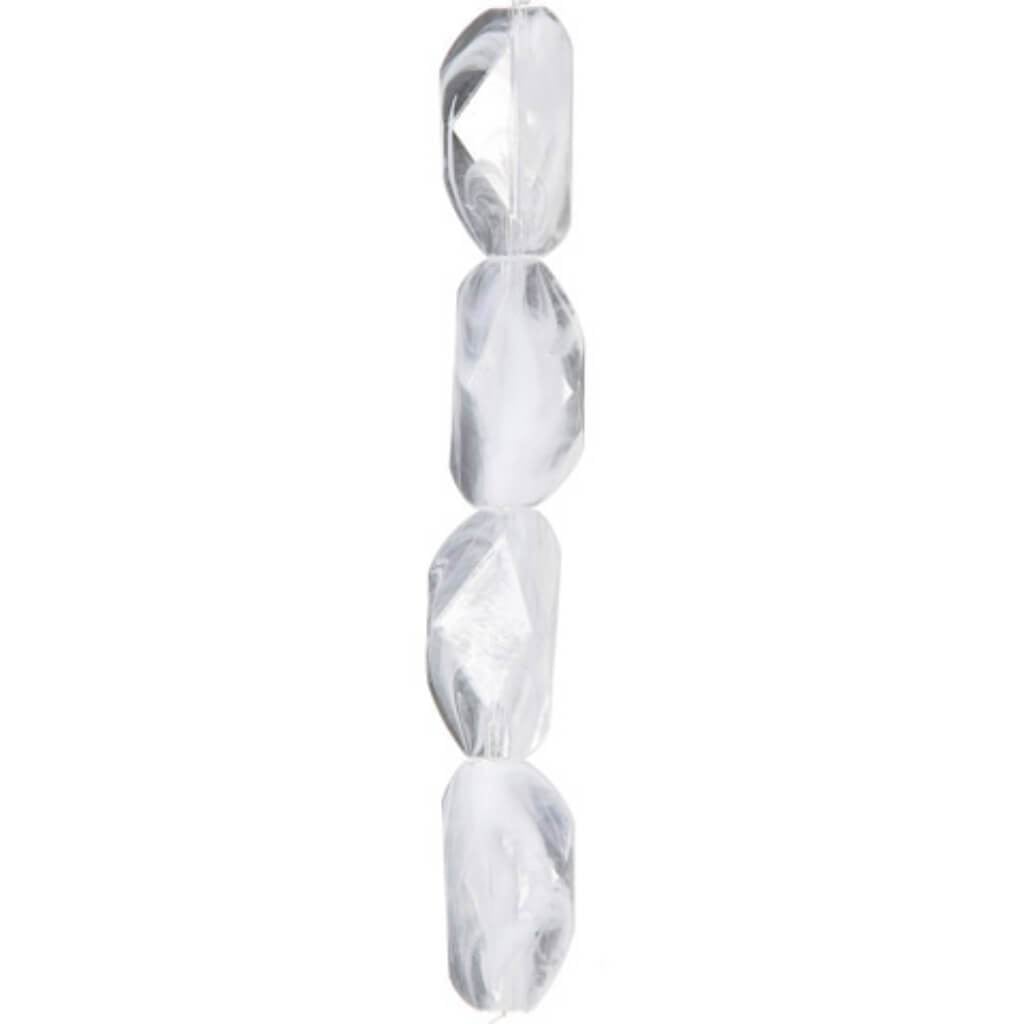 ACRYLIC BEAD STRAND BICONE CLEAR FACETED NUGGETS 7IN 