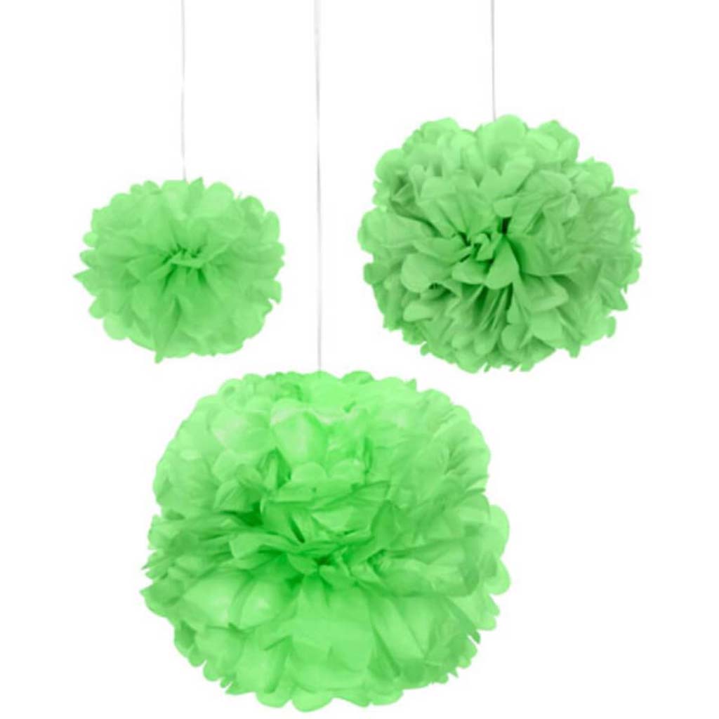 TISSUE PAPER POM POM KIT 3PCS 12,17,20IN L.GREEN 