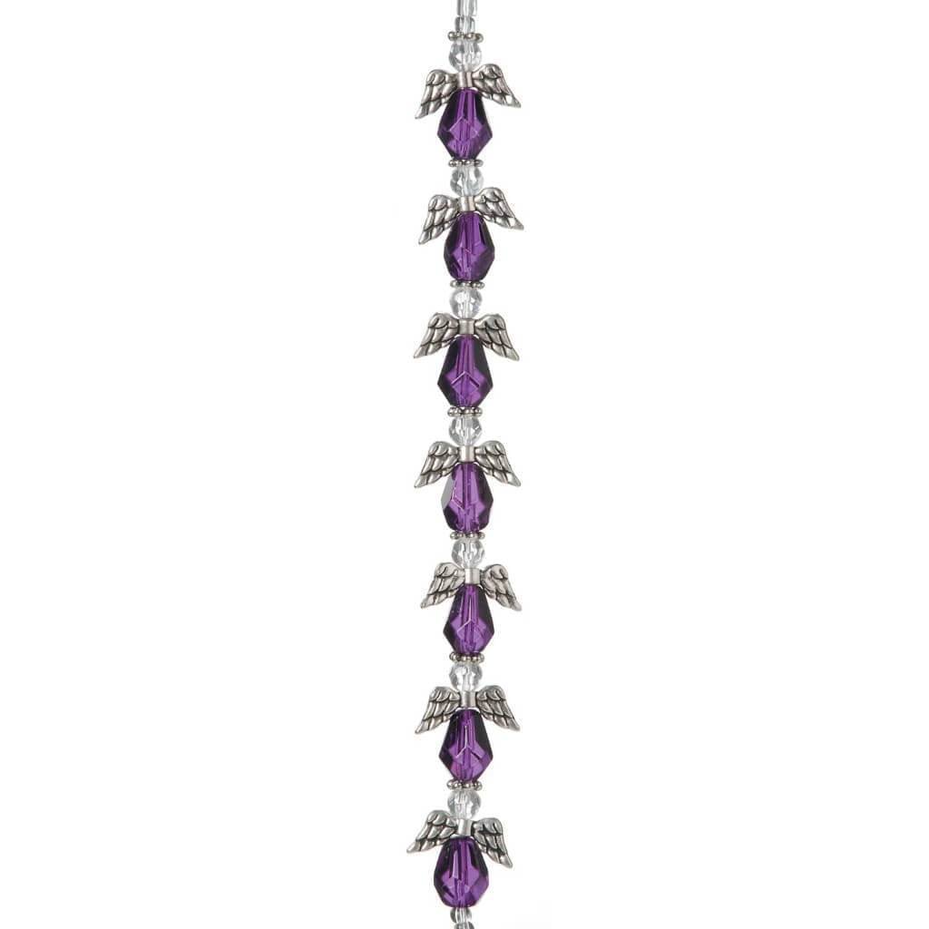 ANGEL WING BEAD STRAND SILVER AMETHYST 20MM 