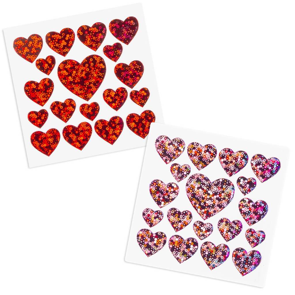 Holographic Hearts Foam Stickers 72pcs 