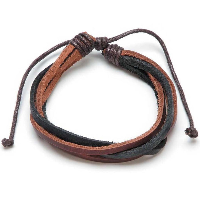 BRACELET LEATHER BLCK&BRWN 