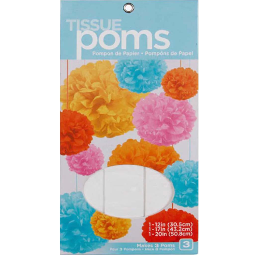 Tissue Paper Pom Pom Kit White 3 pieces 