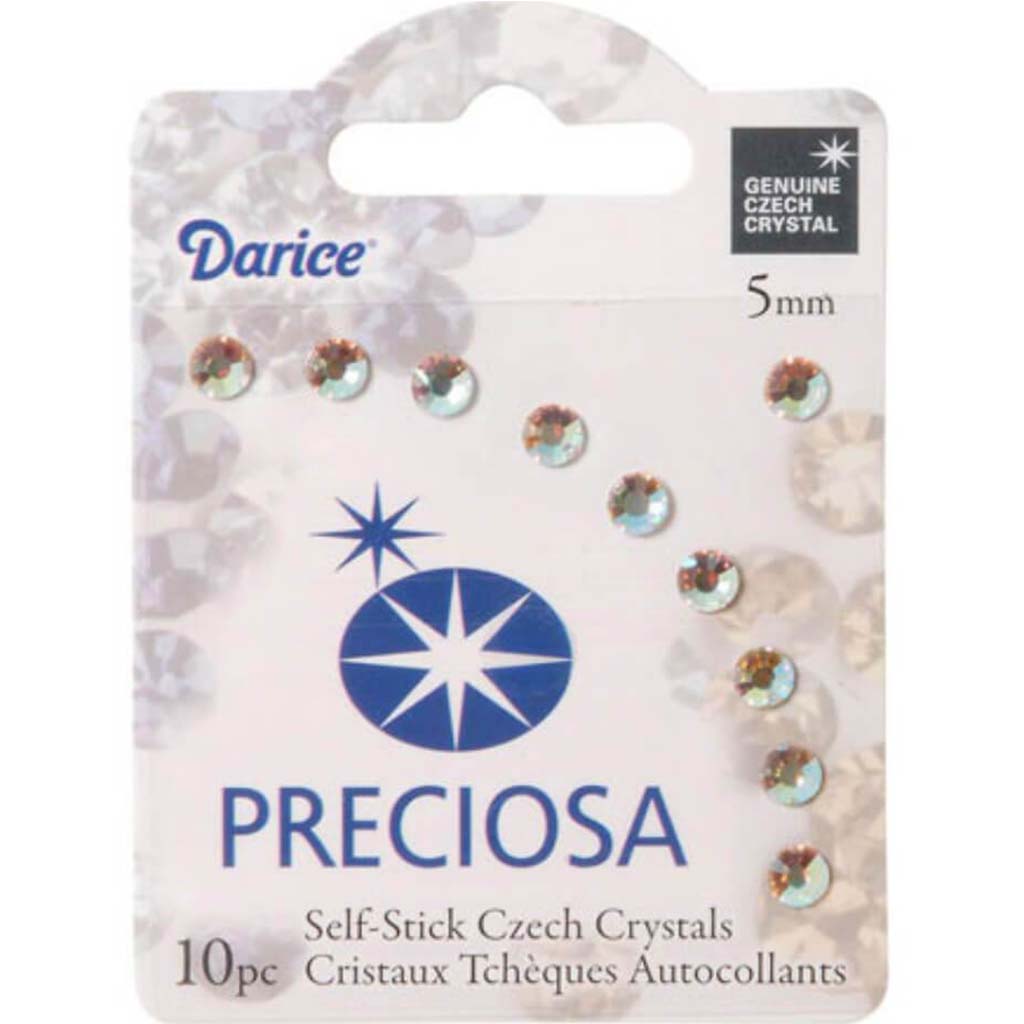 STICK-ON CZECH CRYSTALS CLEAR AB 5MM 