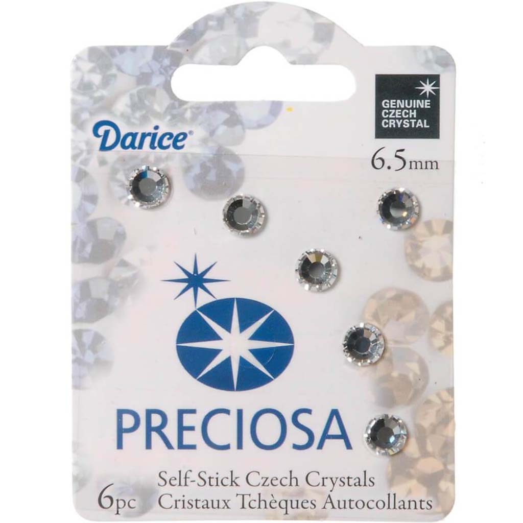 STICK-ON CZECH CRYSTALS CLEAR 6.5MM 