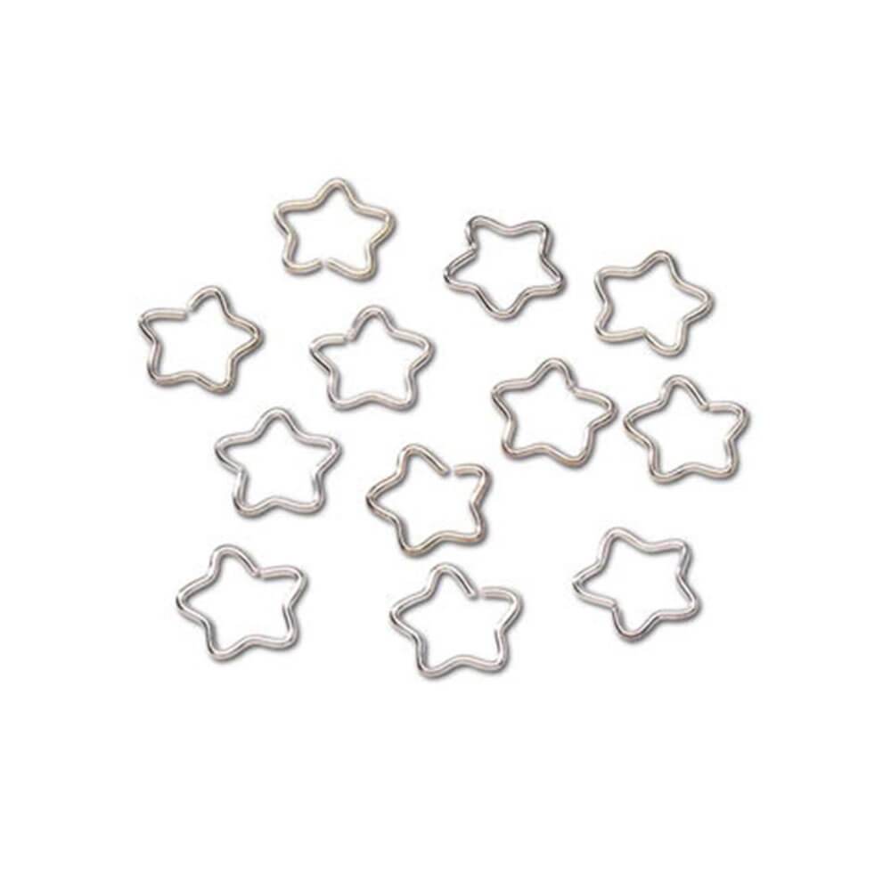 Jump Rings Star Bright Silver Plated 10mm 