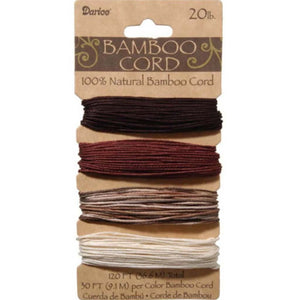 Bamboo Cord Set 20 lb weight Assorted Earthy Colors 1mm 120 feet 