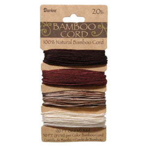Bamboo Cord Set 20 lb weight Assorted Earthy Colors 1mm 120 feet