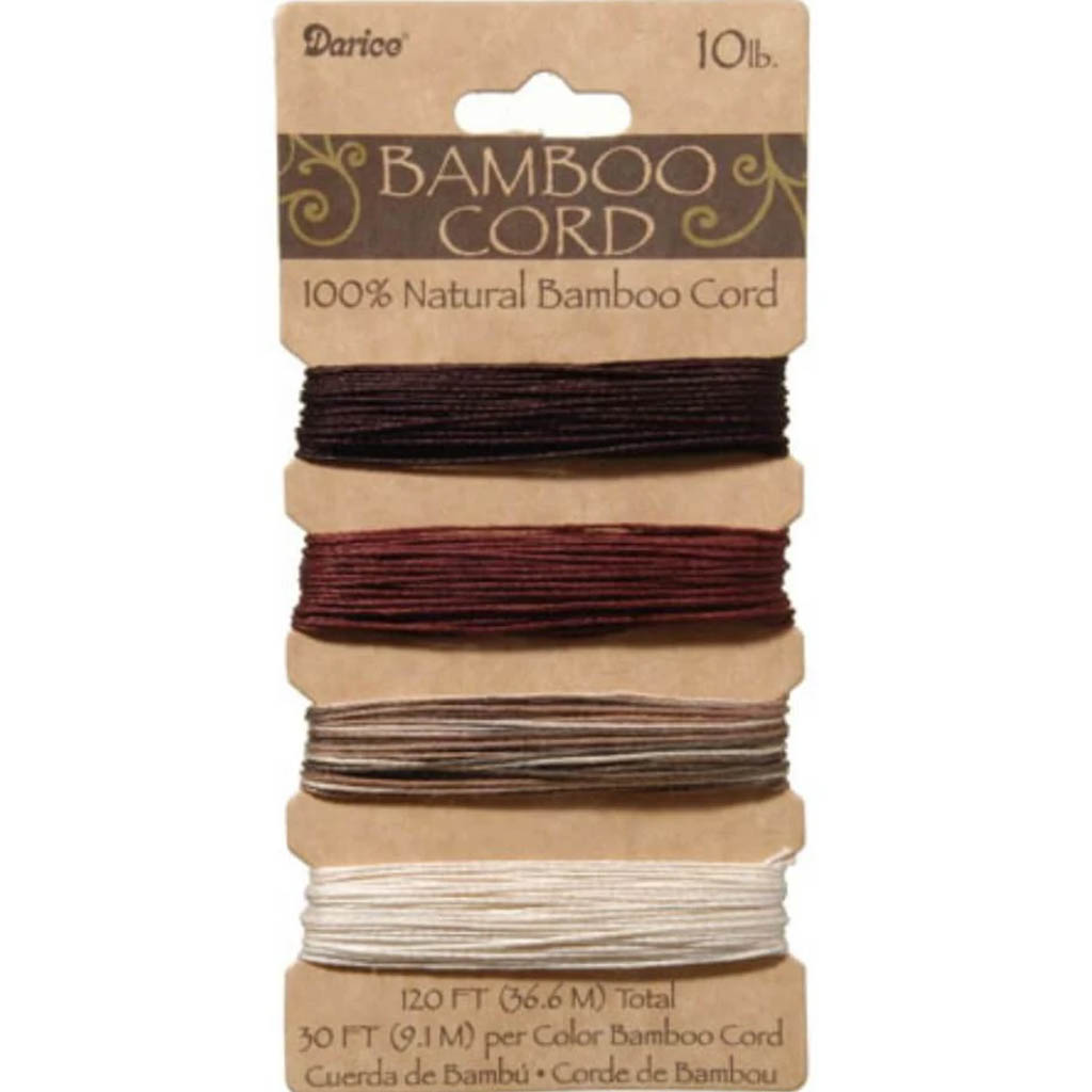 Bamboo Cord Set 10 lb weight Assorted Earthy Colors 0.5mm 120 feet 