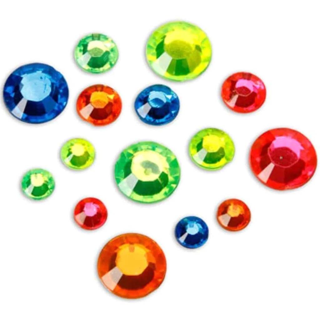 Acrylic Rhinestones Assorted Neon Colors Round 