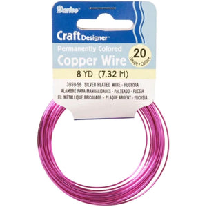 Silver Plated Copper Wire 20 Gauge Fuchsia 8 yards 