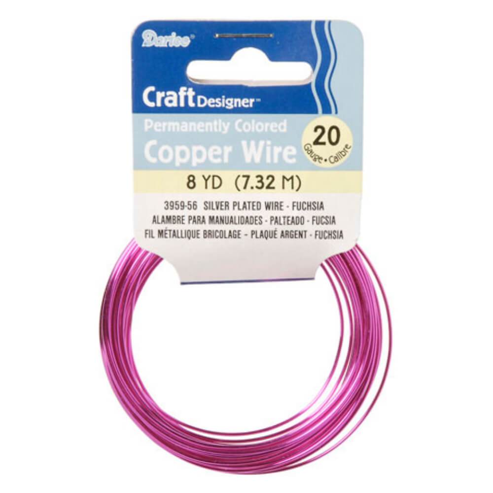 Silver Plated Copper Wire 20 Gauge Fuchsia 8 yards