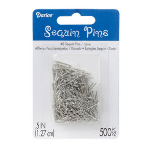 Sequin Pins #8 Silver 1/2 inches 500 assorted size