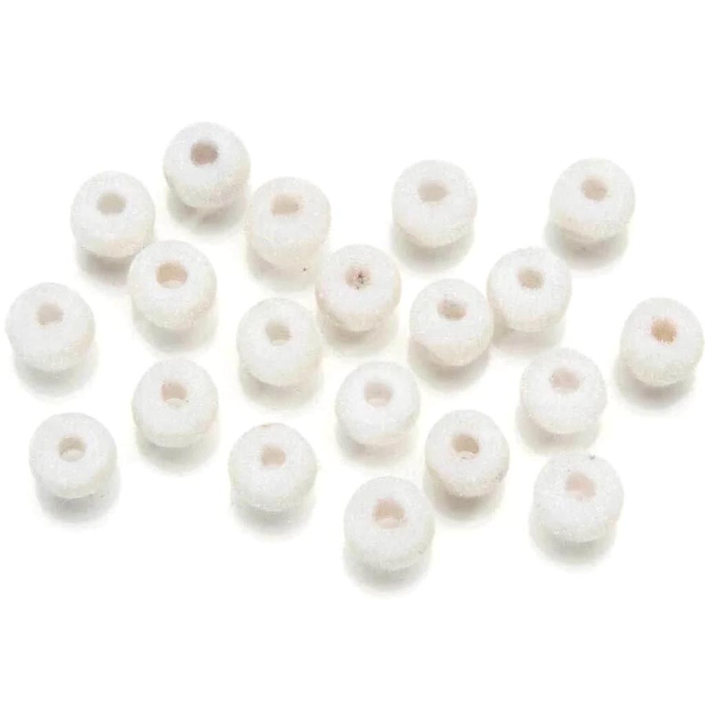 Pony Beads Flocked White 9mm