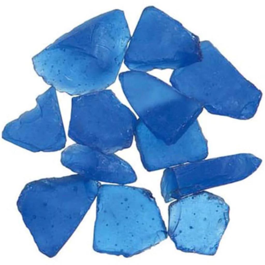 Faux Sea Glass in Mesh Bag: Frosted Dark Blue, 1 pound 