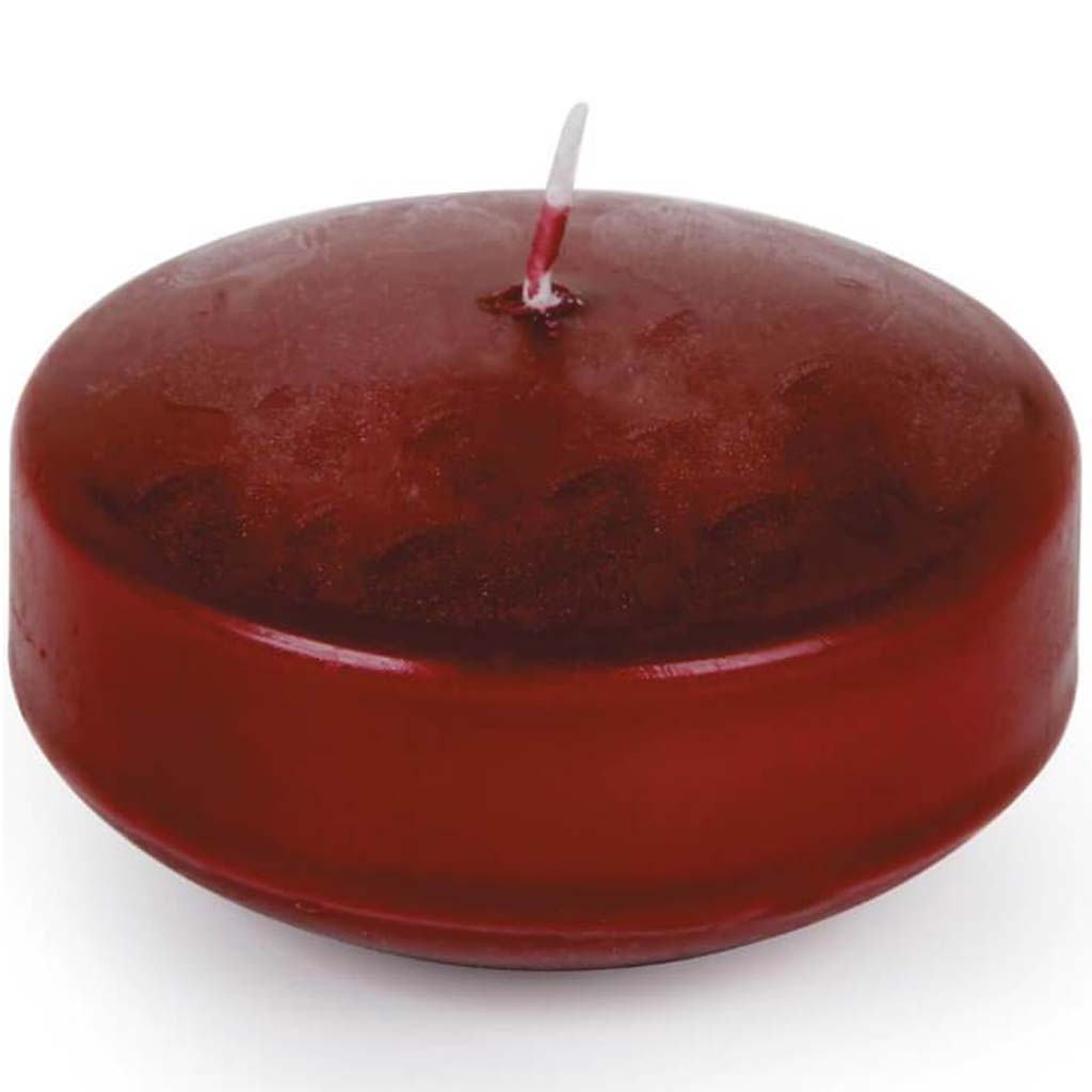 CANDLE FLOATING DISK BURGUNDY 