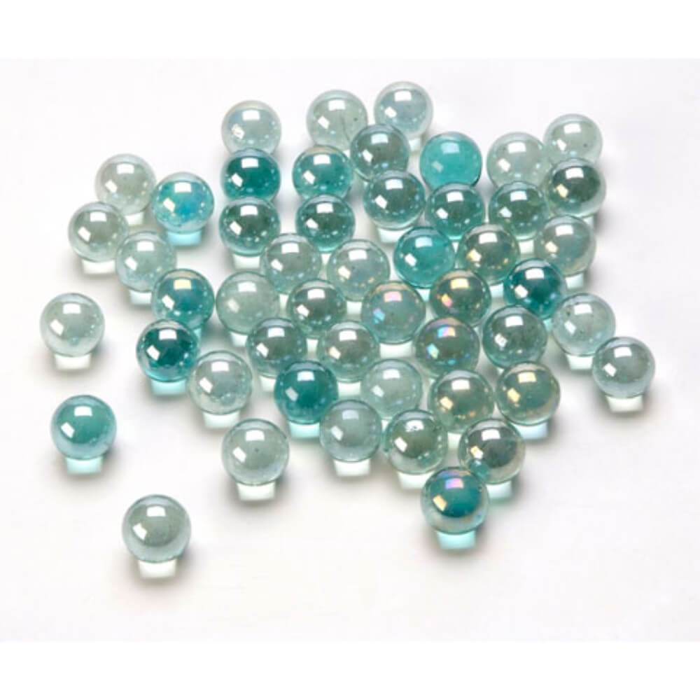 Glass Marbles in Mesh Bag Ice Blue Luster 12 oz 