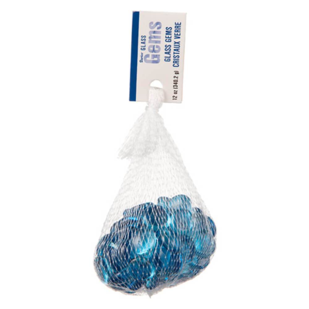 Glass Gems in Mesh Bag Ice Blue 12 oz 