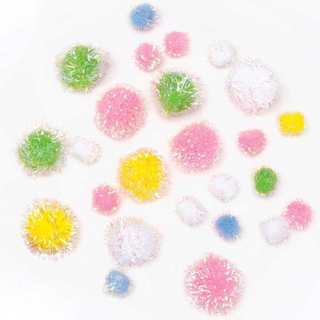 POM POMS ASTD SIZE&amp;COLOR IRID 