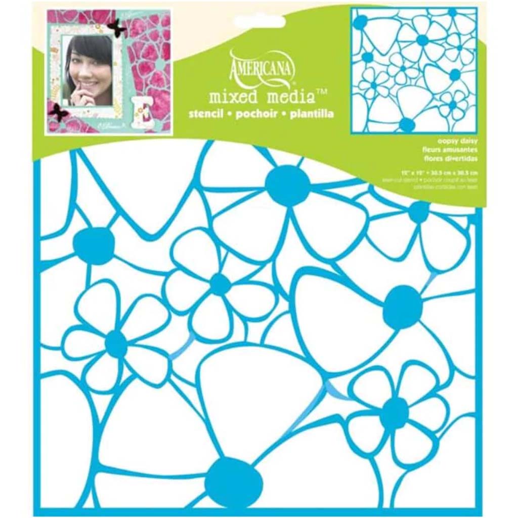 Americana Mixed Media Stencil Oopsy Daisy 12X12