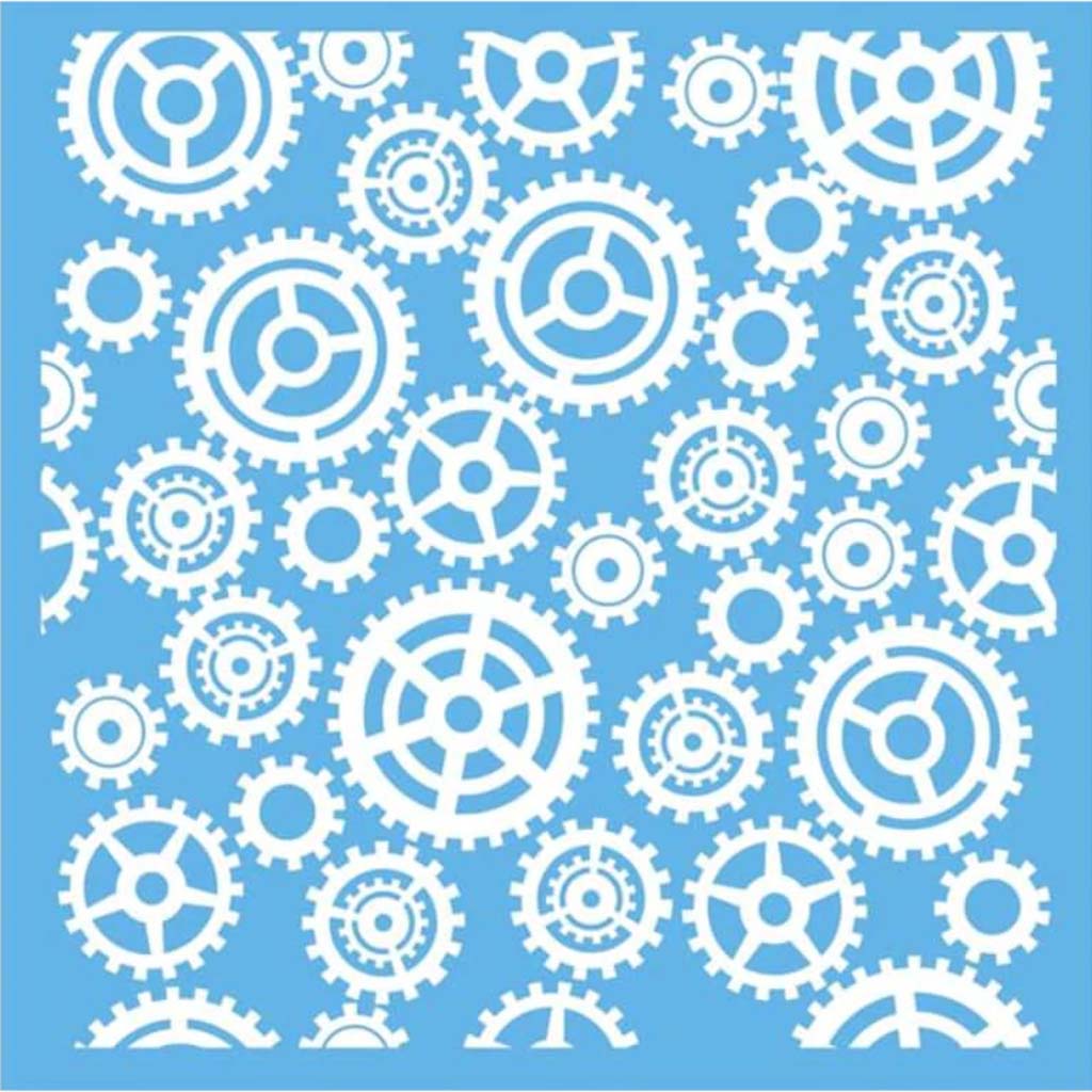 Americana Mixed Media Stencil Gears &amp; Cogs 12X12