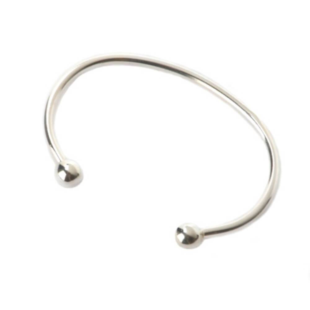 Twist End Bangle Bracelet Bright Silver 