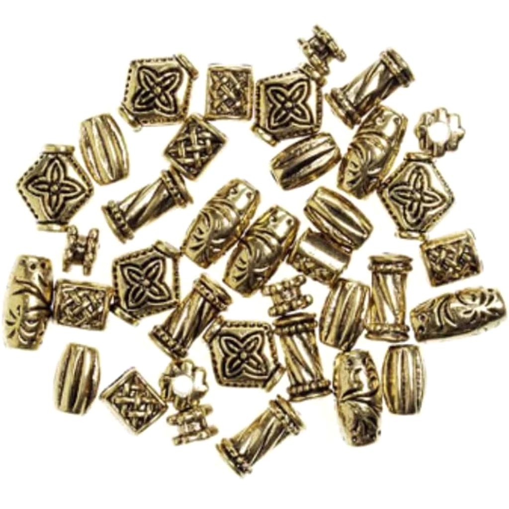 Old World Acrylic Beads Antique Gold Assorted Shapes 