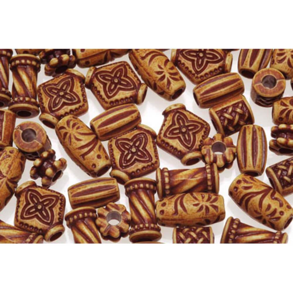 Wood Look Plastic Beads Antique Natural Assorted Styles Big Value 