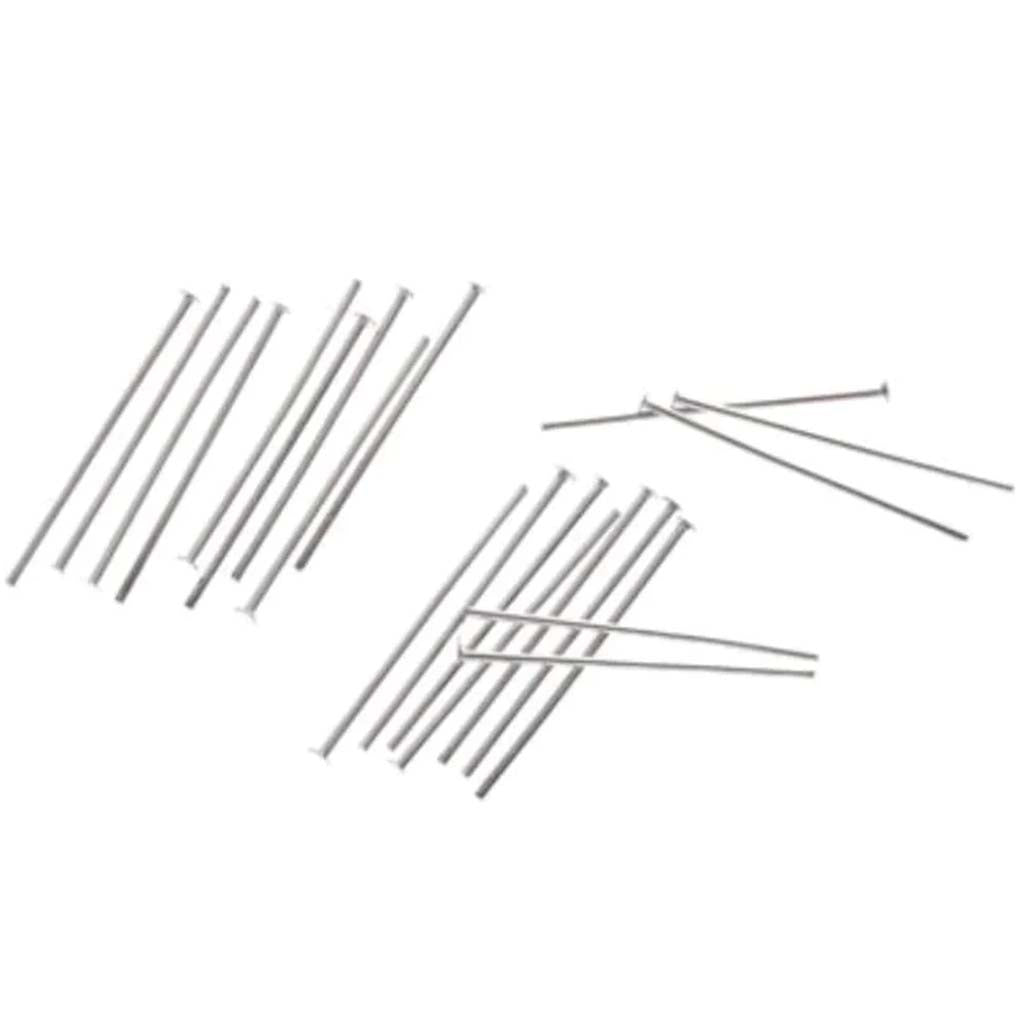 Head Pins Bright Silver Plated 1 inch 40 pieces 