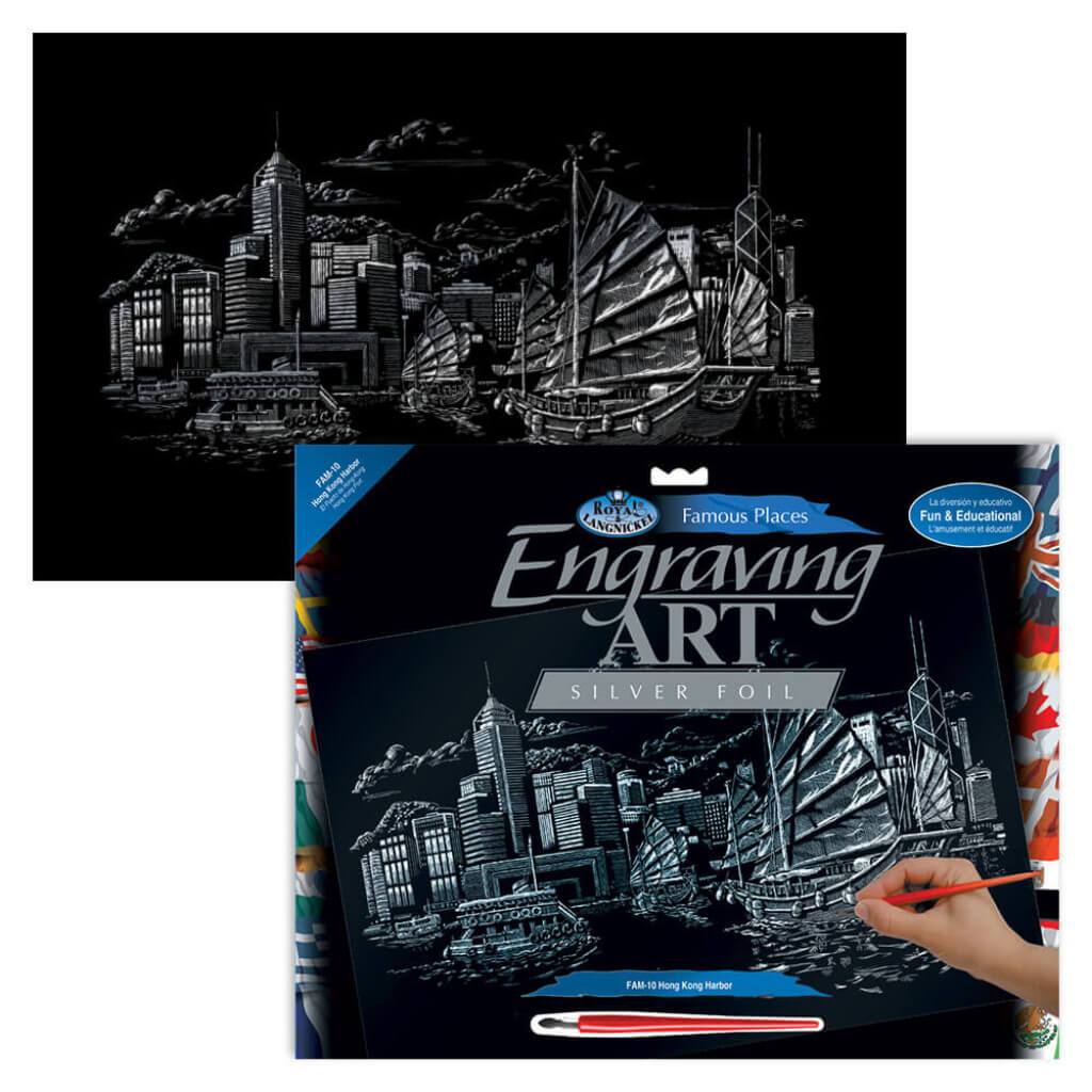 Engraving Art Hong Kong Harbor