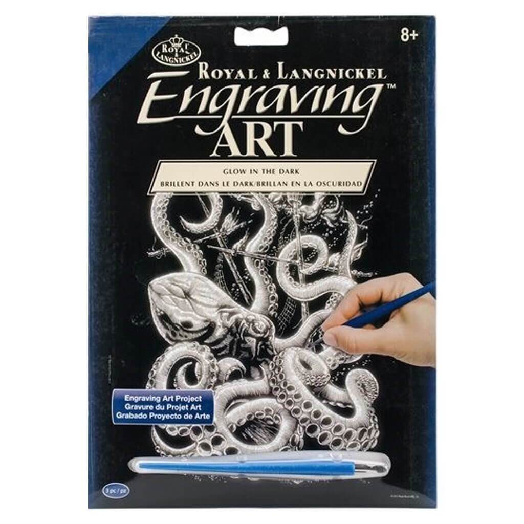 Engraving Art Glow in the Dark Octopus